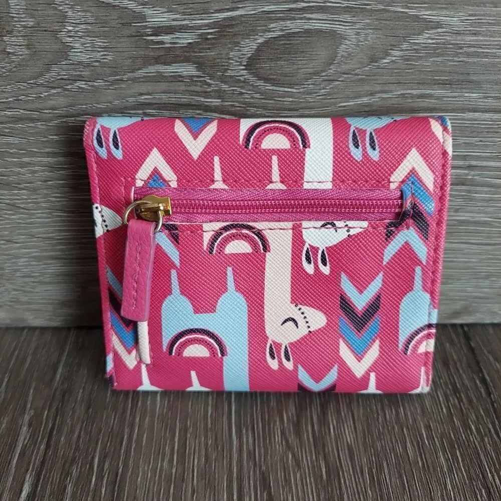 Pink Llama Print Trifold Wallet